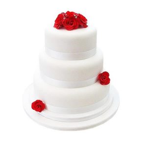 Elegant Red Rose Wedding Cake