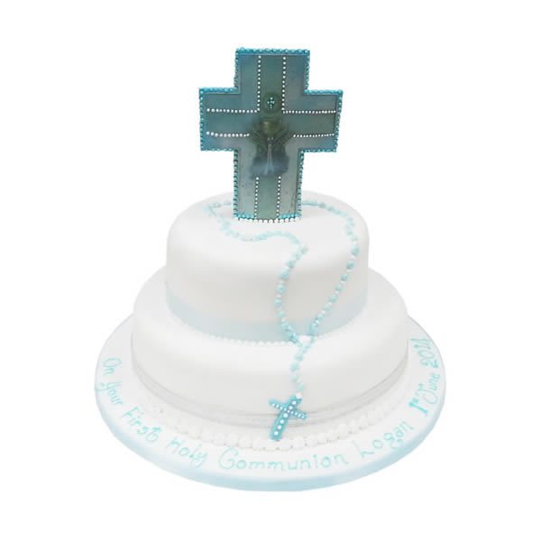 2 Tier Communion Cross Cake