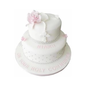 2-Tier-Communion-Rose-cake