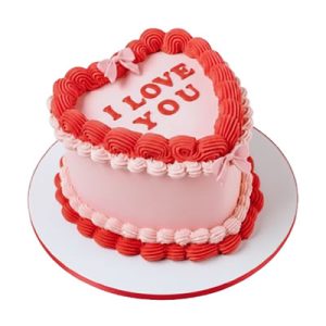 Valentines Pink Love Heart Cake